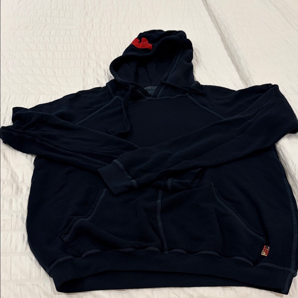 Freecity Dark Blue Hoodie with Red Accent